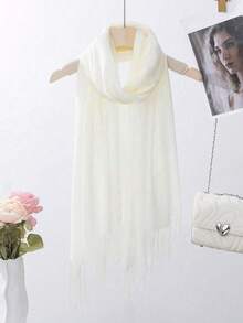 1 xale clássico à prova de vento de cor sólida, 180 x 70 cm, cachecol fino unissex moderno, adequado para ambientes com ar-condicionado, cachecol extra grande para manter aquecido