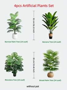 4 Stück großer künstlicher Pflanzen Set - Bananenbaum und künstliche Palme, Künstliche Pflanzen für Gartendekoration, UV-beständige Kunstpflanzen mit grünen Blättern, perfekt für Zuhause, Büros, Hotels, Gärten, Terrassen, Hochzeits- und Festdekoration, geeignet für Innen-, Außen-, Gartendekoration, Wohndekoration, Weihnachtsdekoration (ohne Topf)
