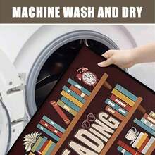 1pc Classroom Library Rug, Reading Rug For Classroom Library, Carpet For Study Room, Modern Print Non-Slip Low Pile Flannel Decor Rugs, Machine Washable Indoor Rug With Black Binding Rug, Suitable For Dining Room, Bedroom Home Office Laundry Kitchen(31*20in/16*48in/18*60in/84*60in) - 書籍地毯 Wd2 - 查看 6