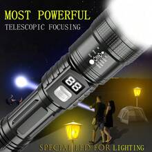 大功率远射程 LED 手电筒战术灯 LCD 电量显示 USB 可充电灯伸缩变焦手电筒露营灯 - 如圖所示 - 查看 2