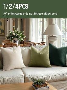 1/2/4 pièces Housses de coussin en velours hollandais de couleur unie, housses de coussin décoratives douces, literie, housses de coussin uniquement sans inserts, fermeture éclair, convient pour le canapé, le lit, la chambre, le salon, la décoration de la maison et divers types de pièces, textiles de maison respirants confortables et douillets - Multicolore - Voir 2