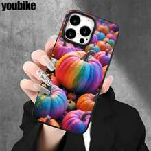 Fundas y carcasas protectoras con orificios grandes, diseño de calabaza colorida, compatibles con phone 16 Pro Max, 16, 15 Pro, 14, 14 Plus/14 Pro Max, 13, 13 Pro, 12 Pro y 11/11 Pro. Regalos para cumpleaños y festivales - Blanco - Ver 4