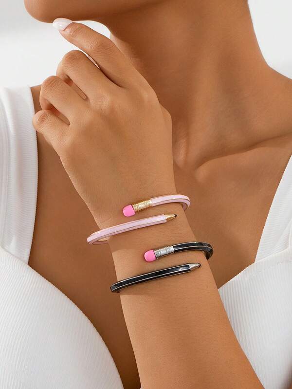 1pc Elegant Pencil Shaped Bracelet, Delicate Accessory Suitable For Women, Ideal For Festivals, Holidays, Back To School Gifts