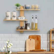 Holz Wandregal 50x50x14 cm – Schwebendes Regal mit 3 Ebenen für Küche, Wohnzimmer & Garten