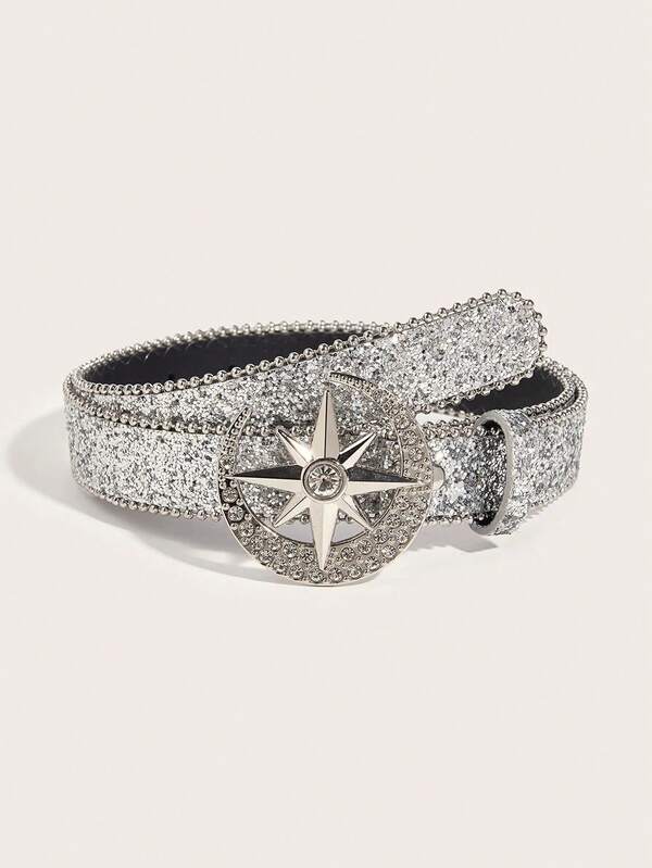 Cinturón de mujer, cinturón de hip-hop, decoración de cinturón dorado, moda europea y americana personalizada, cinturón de jeans con lentejuelas, diseño versátil