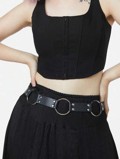 1件装女士黑色哥特式性感束腰带，适合万圣节派对、通勤、约会、街头摄影等场合。