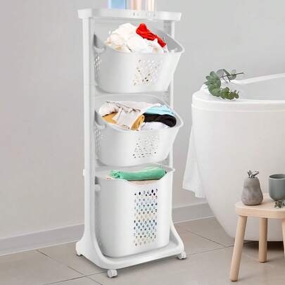 Laundry Basket, Dirty Clothes Basket, Laundry Basket With Wheels, 360° Rolling Laundry Hamper Storage Basket,3 Tier Dirty Clothes Sorter Organizer