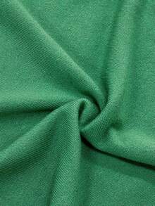 女式轻薄纯色短袖针织T恤，简约夏季上衣 - 綠色 - 查看 5