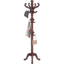 Wooden Classic Coat Rack Stand Solid Wood Coat Rack Freestanding With 14 Hooks Vintage Coat Racks With Sturdy Triangle Base Natural Birch Wood Coat Tree Stand For Entryway Hallway - 黑紅 - 查看 1