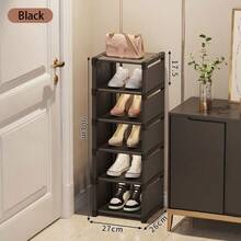 Multi-Tier Iron Shoe Rack, Simple Student Dormitory Shoe Rack, Narrow Shoe Storage Cabinet For Rental House, Small Footprint Near Door - Multicolor - View 6