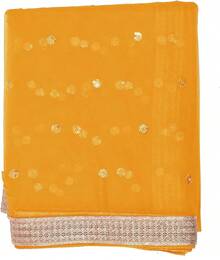 Woman's Embellished Net Dupatta Scarf Shawl Wrap Soft Bridal Wedding - 芥末黃 - 查看 3