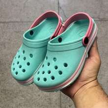 Women's Adult Simple Beach Slippers Openwork Fabric Beach Flip Flops - Aqua Green/Pink - View 2