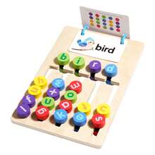 Wooden Color & English Word Matching Toy, Double-Sided 5-Color Path & Word Sorting Puzzle With Colorful Blocks Enhances Color/ Word Recognition, Logical Thinking & Fine Motor Skills For Family Gatherings/Travel/Christmas/Birthday Gift Interactive Toy