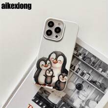 Fundas y carcasas protectoras para teléfono con diseño de tres pingüinos, con orificios grandes. Compatibles con phone 16 Pro Max, 16, 15 Pro, 14, 14 Plus/14 Pro Max, 13, 13 Pro, 12 Pro, 11/11 Pro. Serie Pro. Regalos para cumpleaños y fiestas - Blanco - Ver 8