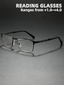 男女通用经典商务办公简约风格老花镜，新款方形眉框半框不锈钢镜架超轻老花镜，高清护眼，长时间佩戴不眩晕，适合阅读、缝纫、商务、办公、日常使用、运动，防滑，电脑使用，舒适防眼疲劳，便捷便携设计，适合各种脸型 - 透明色 - 查看 8