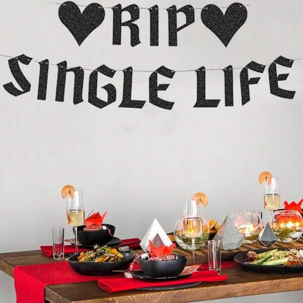 Pancarta con brillo "Adiós a la vida de soltera" - Negro, decoraciones para despedida de soltera, fondo divertido para la fiesta de soltera, "Novia o muerte", regalo de broma