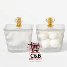 Porta Objeto Multiuso De Acrílico Com Tampa - Multicolorido - Visão 2