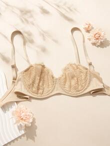 Wingslove Women Sexy Lace Bras Underwire Full Coverage Unlined Bra, Soft And Comfortable Eyelash Lace Lingerie