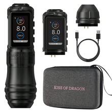 1 Stück Kiss Of Dragon Traveler-T1 kabelloser Tattoo-Stift mit 41mm Griff, bürstenlosem Motor, Extraakku 2000mAh, professionell