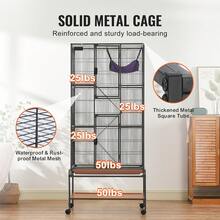 69" Rolling Metal Ferret Cage, Large 4-Tier Critter Nation Cage, Small Animal Cage With Ramps & Tray, Easy To Set Up For Pet Rats, Hamster, Guinea Pig, Chinchilla, Squirrel, Hedgehogs, Bunny - Black - View 4