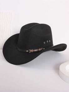 1 件装 男女款西部牛仔帽 经典卷边软呢帽 带扣腰带 - 牛仔禮帽 - 查看 8