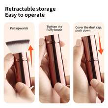 Long Aluminum Tube Retractable Brush, Professional Fluffy Contouring Brush, Precise Shaping Blush & Foundation Brush, Portable & Durable Makeup Tool