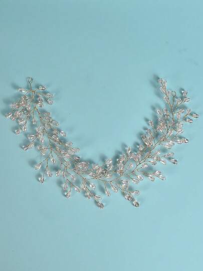 1 件女士优雅花卉水晶手工发链，适合婚礼、派对、聚会