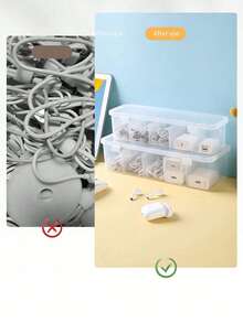 1 Peça Caixa de Armazenamento de Cabo de Dados, Organizador de Carregador de Telefone Celular, Caixa de Gerenciamento de Cabos de Mesa, Mantenha a Mesa e as Gavetas Limpas e Organizadas. Organizador de Cabos