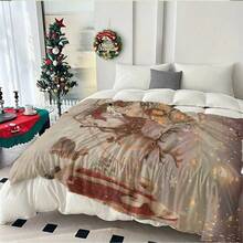 1pc Christmas Santa Claus, Snowman, Reindeer Gift Box Fleece Blanket, Super Soft Flannel Suitable For Bedroom, Living Room, Sofa And Office, Great For Travel And Gifting, Christmas