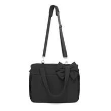 Fashionable Bow Decoration Large Capacity Tote Bag, Available In Multiple Colors, Lightweight Waterproof Fabric+Durable Handle, Multi-Layer Partition Storage (Suitable For Yoga Mats/Laptops/Daily Small Items), Shoulder And Back Carrying Dual-Use, Suitable For Commuting/Outdoor Fitness/Street Fashion/Travel And Other Scenarios, Practical Aesthetic Bag - 黑色 - 查看 1