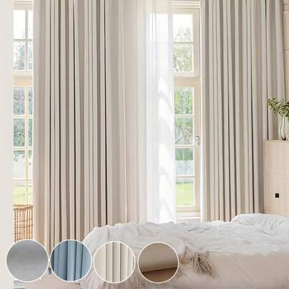 1 件优雅厚实耐用的布料窗帘，适用于客厅、卧室和宿舍 - 柔软简约纯色窗帘，适用于书房和厨房，花卉纹理遮光窗帘