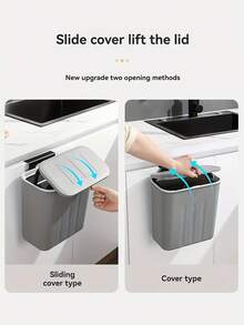 1pc Slimline Wall Mounted Trash Can - High-Capacity, Aesthetically Design With Lid - Space-Saving Garbage Can For Home Use - Perfect For Living Room, Toilet, And Kitchen