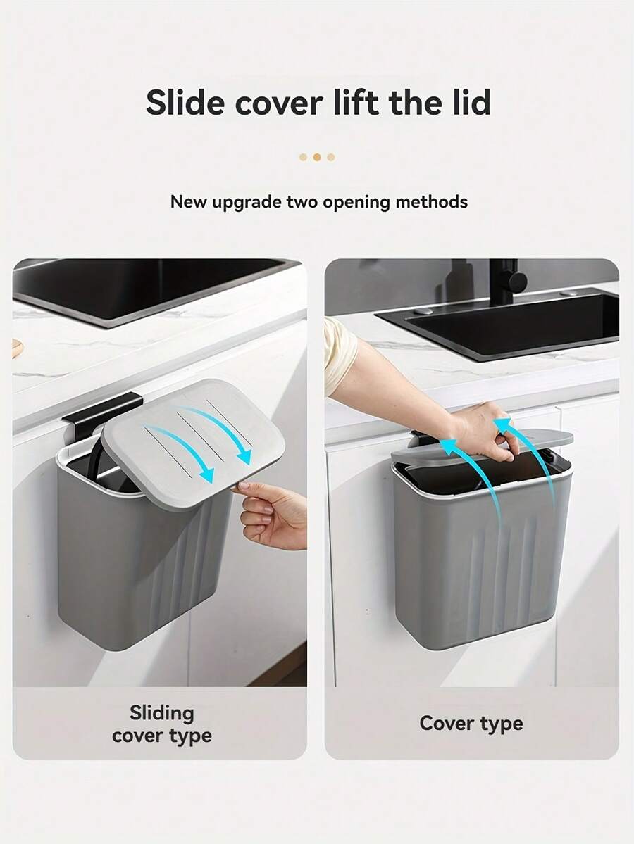 1pc Slimline Wall Mounted Trash Can - High-Capacity, Aesthetically Design With Lid - Space-Saving Garbage Can For Home Use - Perfect For Living Room, Toilet, And Kitchen