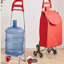 Carrito de compras plegable con 2 ruedas carrito de compras con bolsa desmontable carrito de compras con ruedas grande liviano utilitario carrito de compras diagonal carrito de compras portátil - Multicolor - Ver 8