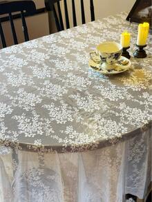 1 pieza Mantel de encaje hueco, mantel de encaje floral romántico vintage francés, apto para boda, fiesta, sala de estar, mesa de comedor, decoración del hogar - Blanco - Ver 9