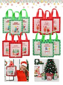 4pcs Christmas Santa Gift Bags, Multiple Colors Available, Reusable, Suitable For Holiday Use - Christmas Party Decoration Supplies - Multicolor - View 5