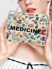 New Medicine Cosmetic Bag - Medical Bag,Toiletry Bag, Travel Essentials, Colorful Design For Medicines, Cosmetics & Travel Essentials - Ideal Gift For Friends & Family, Personal Care Organizer | Playful Design, Medicine Storage Bag Portable Travel Toiletry Bag With Zipper, Aviation Standard Cosmetic Bag, Can Store Medicines, Medical Kits, Etc.(Pattern Randomly Cut) Medicine Bag Medicine Organizer For Travel For Outdoor First Aid Bag