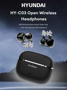 HYUNDAI HY-C03 Fashionable Bluetooth Earphones With Bow Decor, Open-Ear Design, Long Battery Life, Low Latency, Surround Sound, High-Quality Music, Gaming, Calls, Noise Cancellation, Wireless Earbuds, Earrings For Women, Fashion Accessory, Gift For Her - Multicolor + Bow Earrings - View 8