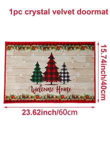 1 pieza Felpudo de bienvenida navideño, alfombra con patrón de árbol de Navidad y copos de nieve, felpudo decorativo navideño antideslizante y lavable para interiores y exteriores, decoración de fiesta de Navidad, decoración navideña, felpudo decorativo de cocina, decoración del hogar, decoración navideña 2025