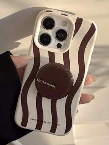 New Stylish Wavy Striped Kickstand Phone Case Compatible With IPhone 16 Pro Max/15/14/13/12/11, Creative Minimalist Design - Multicolor - View 5