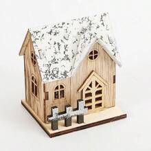 هدية عيد الميلاد ديكور عيد الميلاد منزل خشبي مضاء بإضاءة LED كوخ خشبي لعيد الميلاد ديكور مكتب عيد الميلاد