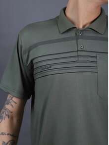 Men's Multicolored Cotton Polo Shirt - Verde Oscuro - Ver 3