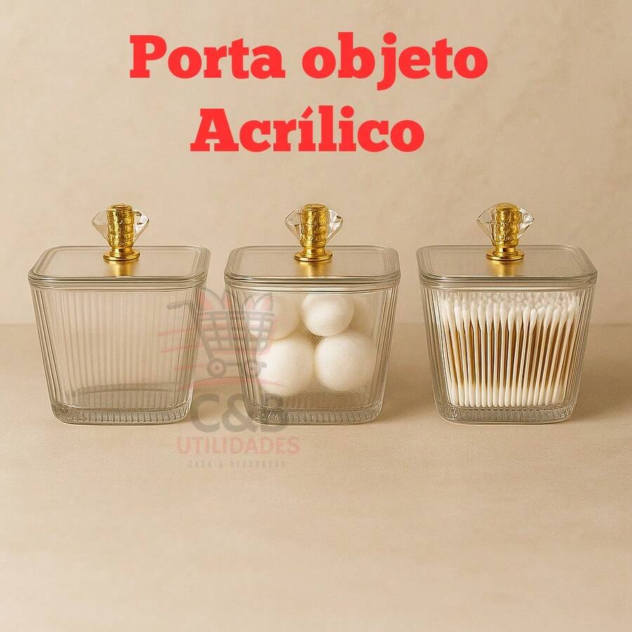 Porta Objeto Multiuso De Acrílico Com Tampa - Multicolorido - Visão 1