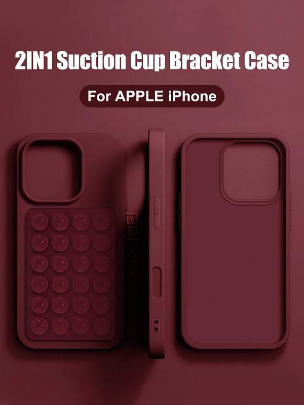 VRNOEI Upgrade 2IN1 Suction Cup Bracket Phone Case Compatible With IPhone 16 15 11 12 13 14 17 Pro Max Plus 17 AIR Cases Shockproof Back Cover Accessories