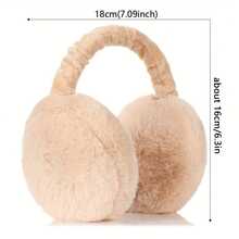 1 Set Women's Winter Touchscreen Warm Gloves / Unisex Winter Earmuffs, Made Of Comfortable Solid Color Plush Material, Thickened Beige Fur-Trimmed Gloves, Non-Elastic Cold-Proof Gloves For Outdoor Activities And Daily Use, Comfortable Design, Thermal Lined, Casual Style - Multicolor - View 3