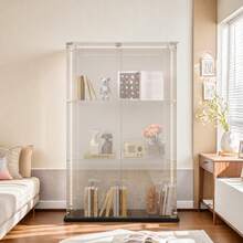 Vitrina de cristal con puertas dobles y cerraduras, moderna vitrina de colección de vidrio de tres capas, vidrio templado transparente de 5 mm, vitrina de cristal vertical, 123 x 78,5 x 35 cm, adecuada para sala de estar, dormitorio