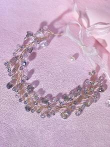 1件优雅灰色水晶发箍，简约时尚新娘婚礼头饰，适合约会、生日、舞会、节日、休闲场合佩戴 - 淺灰色 - 查看 6