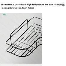 1/2 piezas Estante de baño de esquina de hierro con ganchos adhesivos, estante de almacenamiento triangular para artículos de tocador de baño, accesorios de estante de esquina para baño, sin necesidad de perforar, negro