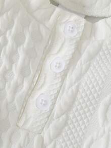 4件套男婴纯色提花加厚长袖连体衣及纯色简约保暖长裤套装，秋冬季 - 彩色 - 查看 3