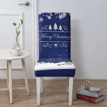 1/4/6/100pcs Christmas Print Stretch Dining Chair Covers, Cartoon Holiday Decor Dust-Proof Full Chair Slipcovers - Multicolor - View 10